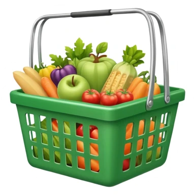 A GREEN SHOPPING BASKET WITH GROCCERIES IN IT sticker