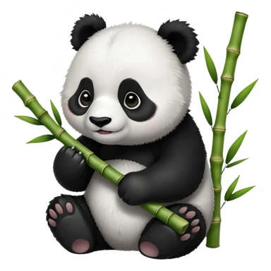 cute panda holding bamboo sticker