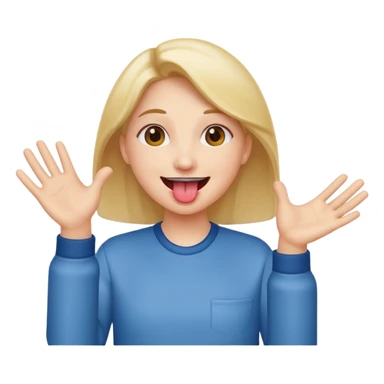 Smiling face with tongue out with hands out to the side sticker