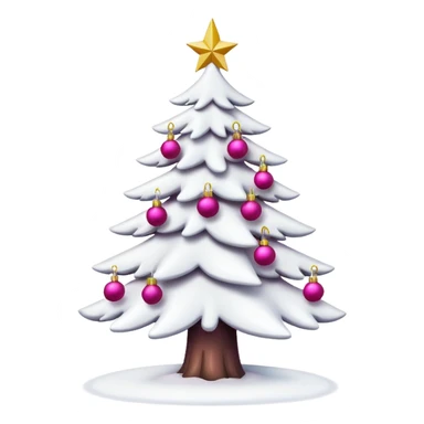 Snowy white christmas tree with hot pink ornaments sticker