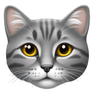 Chat gris foncé avec tête grise museau blanc, cou blanc, début des pâtes blanches  sticker