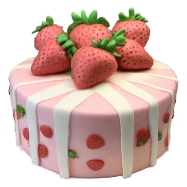 Light Pink strawberries and cream birthday cake with in bow sticker