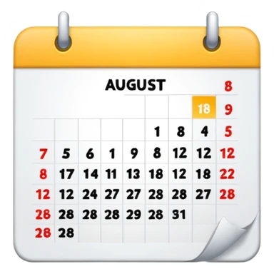 Emoji of calendar page for August 18 like📅 sticker
