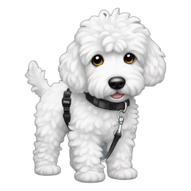 medium sized black and white ausssiedoodle on a leash sticker