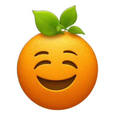 happy face as a orange with leaves at top sticker