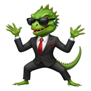 capitalist iguana banker godfather with black sunglasses breakdance scaring sticker