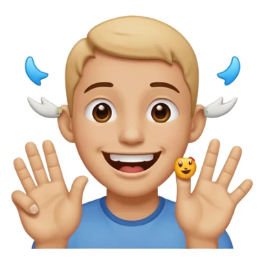 drooling emoji and on its top two ear emoji and one rock hand emoji sticker