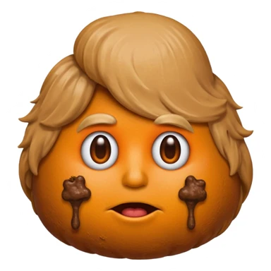 the poop emogi, a pile of poop in trumps image   none of those are what i want  i want the poop emogi with trumps face renbdered in poop, with an orange cast, and his wig on top sticker