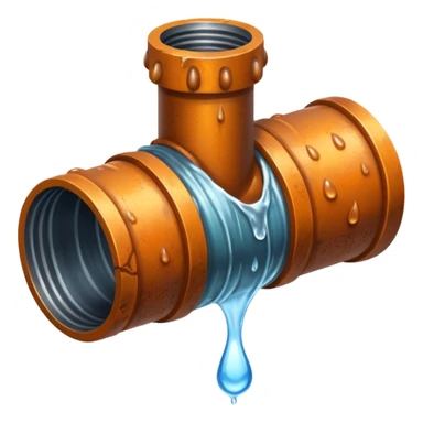 sewer steel shiny pipe with leaking water  sticker