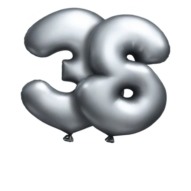 The number 3 and 0 as realistic silver balloons sticker