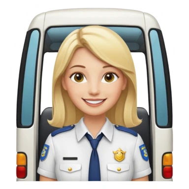 blonde woman minibus driver sticker