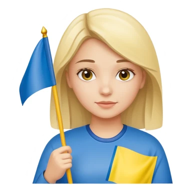 Girl holding Ukraine flag  sticker
