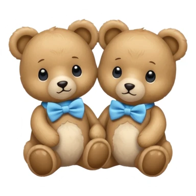 sweet twin teddy same baby blue bears with blue bow tie sticker