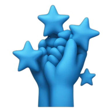 monument of two blue hands holding three stars sticker