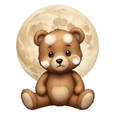 Sad Teddy bear looking up at moon sticker