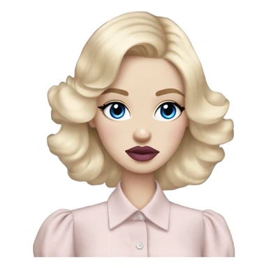 Hot girly pale blonde with blue eyes and light pink lips wearing YsL. Puffed sleeve shirt sticker