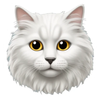 White fluffy cat with gray on nose sticker