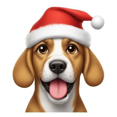 Dog with a ball in his mouth and a Christmas hat on his head sticker