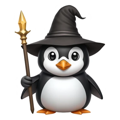 penguin wizard with a wand and pointed hat sticker