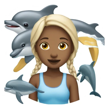 Girl swimming with dolphins sticker