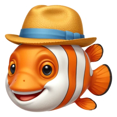 Clownfish with a fedora, smiling sticker