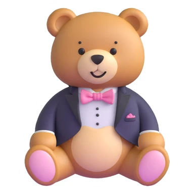 teddy bear with light pink bow tie sticker