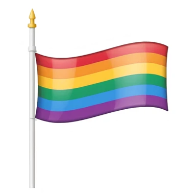 white flag with pole on the left, horizontal stripes of the lesbian pride flag colors, in the style of the rainbow pride flag emoji, no text sticker