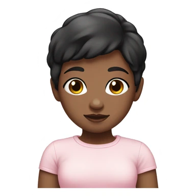 girl with baby pink shirt and white skin and black short hair sticker