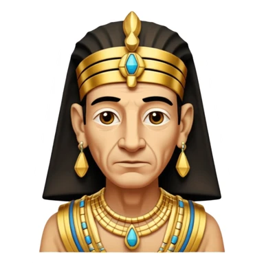 An aging pharaoh with deep wrinkles, elaborate gold jewelry, and a wise commanding gaze.
 sticker