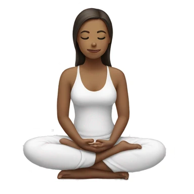 White brunette girl sitting meditating with her eyes closed sticker