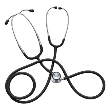 A classic stethoscope with rubber tubing and chrome chestpiece sticker