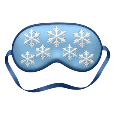 emoji of an isolated silky sleep mask with a small embroidered snowflake pattern, no eyes, no face, no character features, smooth satin texture with gentle shine, pastel grey-blue color, soft rounded shape, cozy winter pajama mood, soft shadows sticker