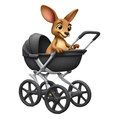 kangaroo sitting in a baby stroller sticker