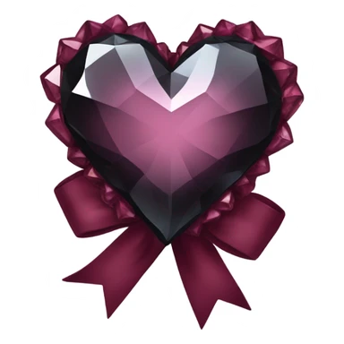crystal black heart with burgundy bow sticker