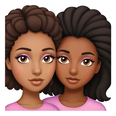 mom and teenage daughter that has eyelashes duo black girls  sticker