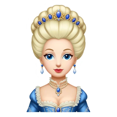 Cinematic Realistic Marie Antoinette Portrait Emoji, depicted as an opulent royal figure with elegant attire and a graceful poised expression, rendered with rich textures and soft lavish lighting that captures her historical allure. sticker