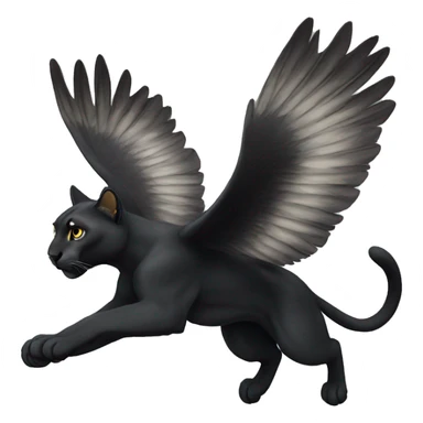 winged black puma flying sticker