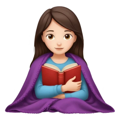 beautiful brunette girl hugging a book under a blanket sticker