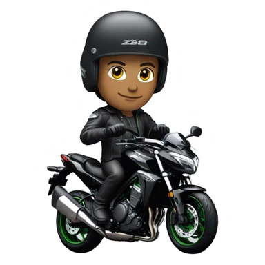 Un homme avec un casque sur une Kawasaki Z800 noir sticker