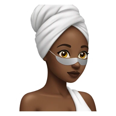 black girl at the spa with eye mask sticker