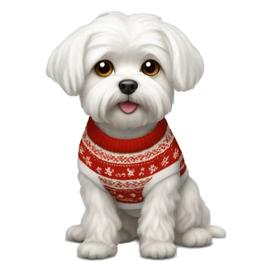 Maltese dog in Christmas sweater  sticker