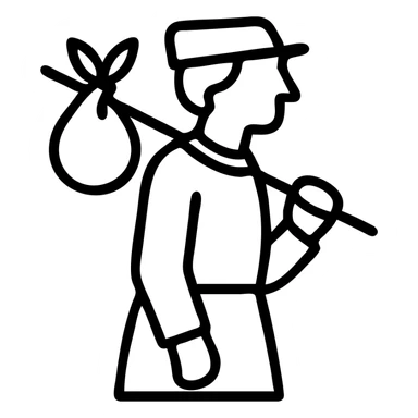 16th century German commoner with a sack over shoulder, icon style sticker