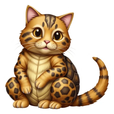 cinematic-[tortoise shell tabby cat]-realistic-full-body-sitting-emoji,-tail-curled-playfully-around-its-paws,-head-tilted-dramatically,-scruffy-[tortoise shell]-fur,-simplified-yet-realistic-focused-features,-highly-detailed,-glowing-with-an-almost-sarcastic-glow sticker