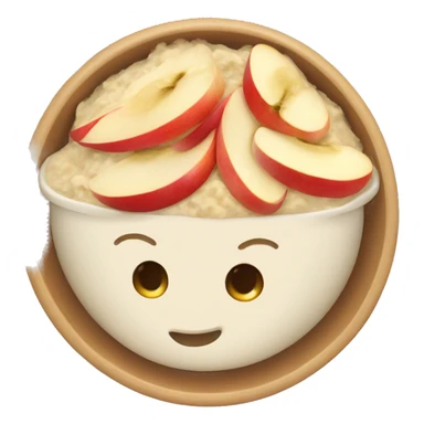 Porridge with apple slices in a bowl sticker