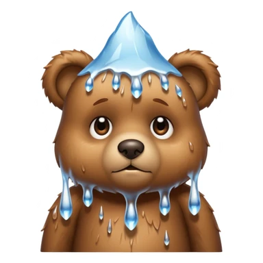 Sad Teddy bear with icicles dripping off her sticker