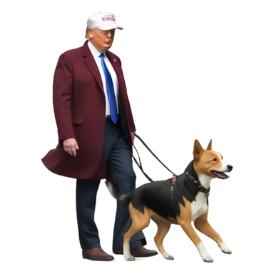 Elon Musk walking a dog with a trump hat on  sticker