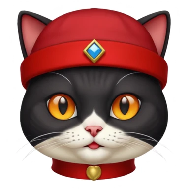 black suited old cat with red fes hat sticker