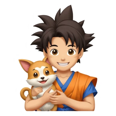 sangoku with a pet and a bid smile sticker