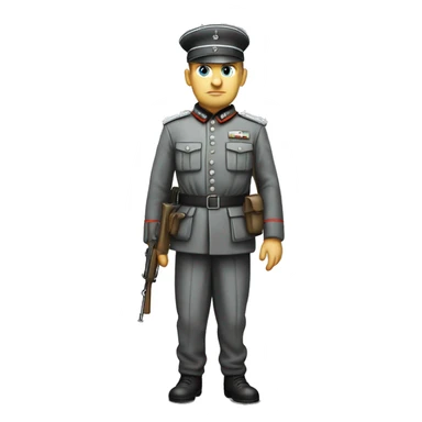 serious german soldier the middle of the XX century photorealistic gray uniform,  sticker