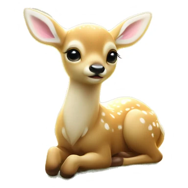 baby deer delicate shimmering angel wings resting peacefully in a lush magical meadow scene is soft golden glow with rays of sunlight filtering through the trees dreamy atmosphere sticker